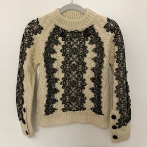 Zara Lace Cable Knit Sweater, Medium